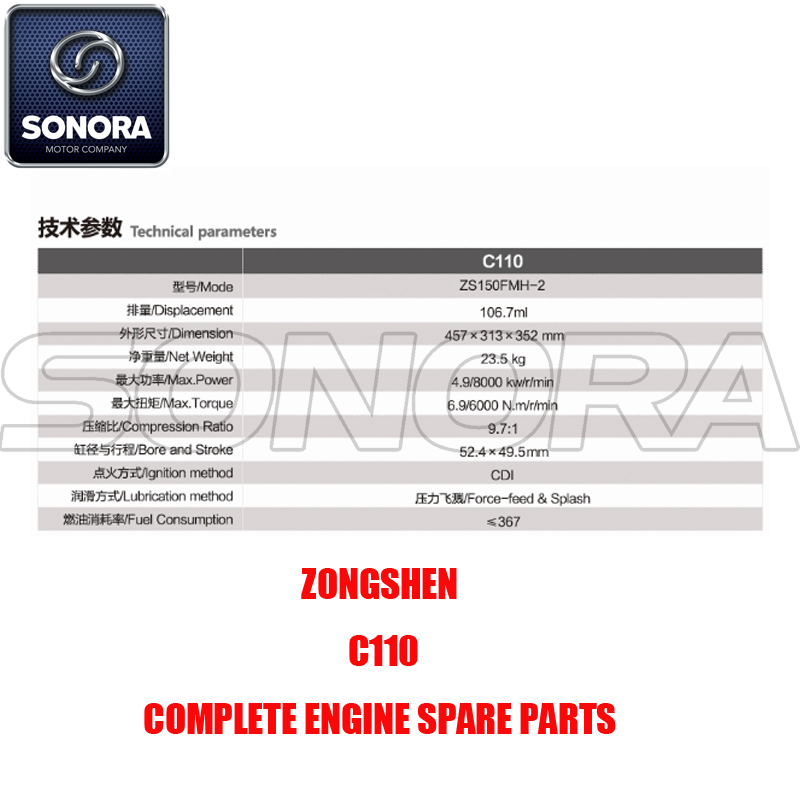 Zongshen C110 Complete Engine Spare Parts Original Parts