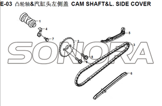 E-03 CAM SHAFT&L. SIDE COVER XS150T-8 CROX For SYM Spare Part Top Quality